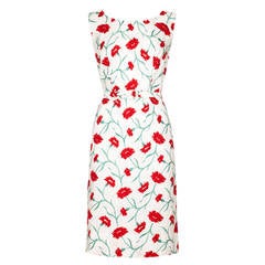 1960s White Linen Dress With Floral Embroidery 12