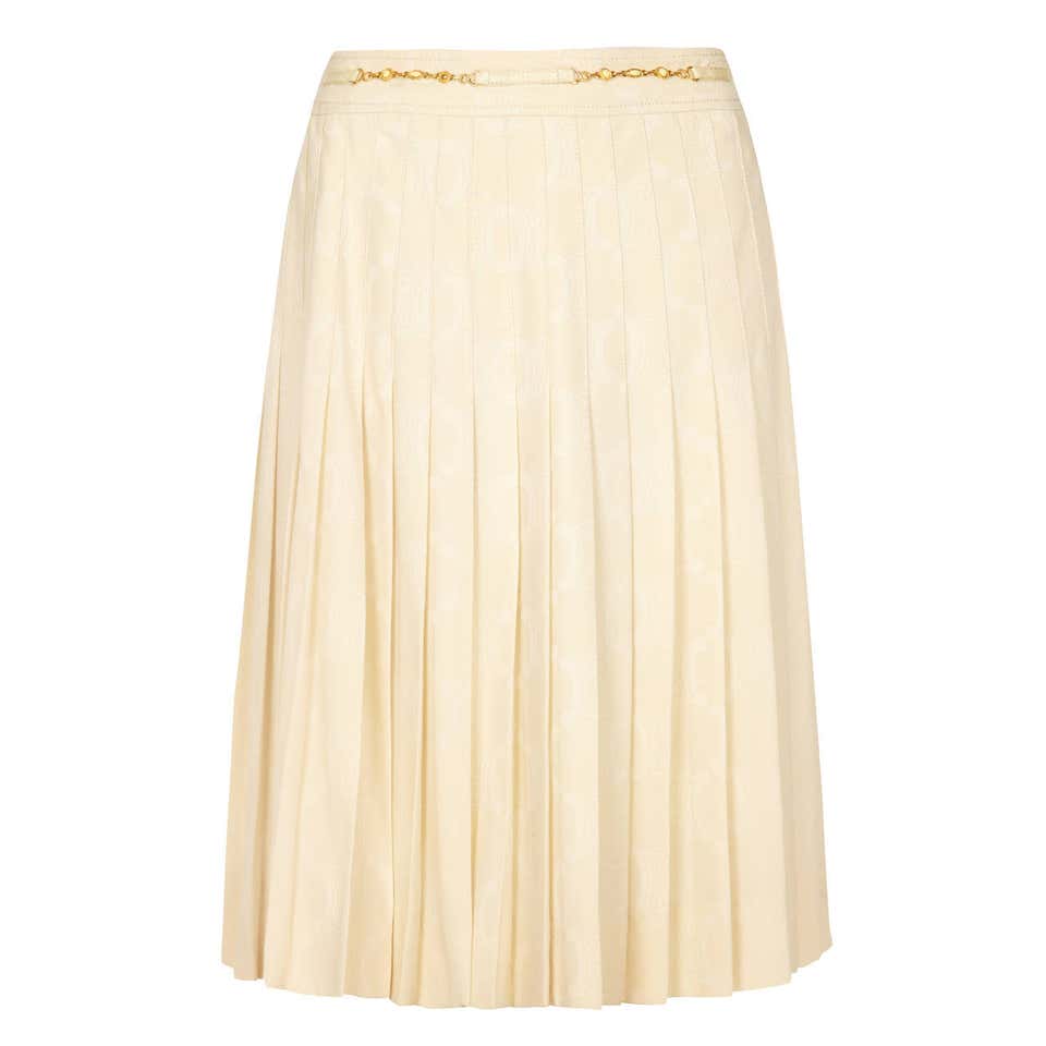 1980s Celine Cream Pleated Skirt at 1stDibs | celine pleated skirt