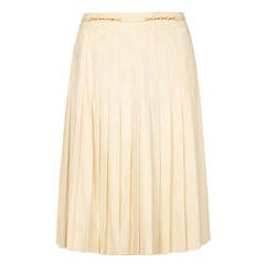 1980s Celine Cream Pleated Skirt