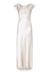 1930s Ivory Satin Wedding Dress with Cowl Neck and Beading
