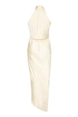 1970s Cream Silk Halston Halterneck Dress