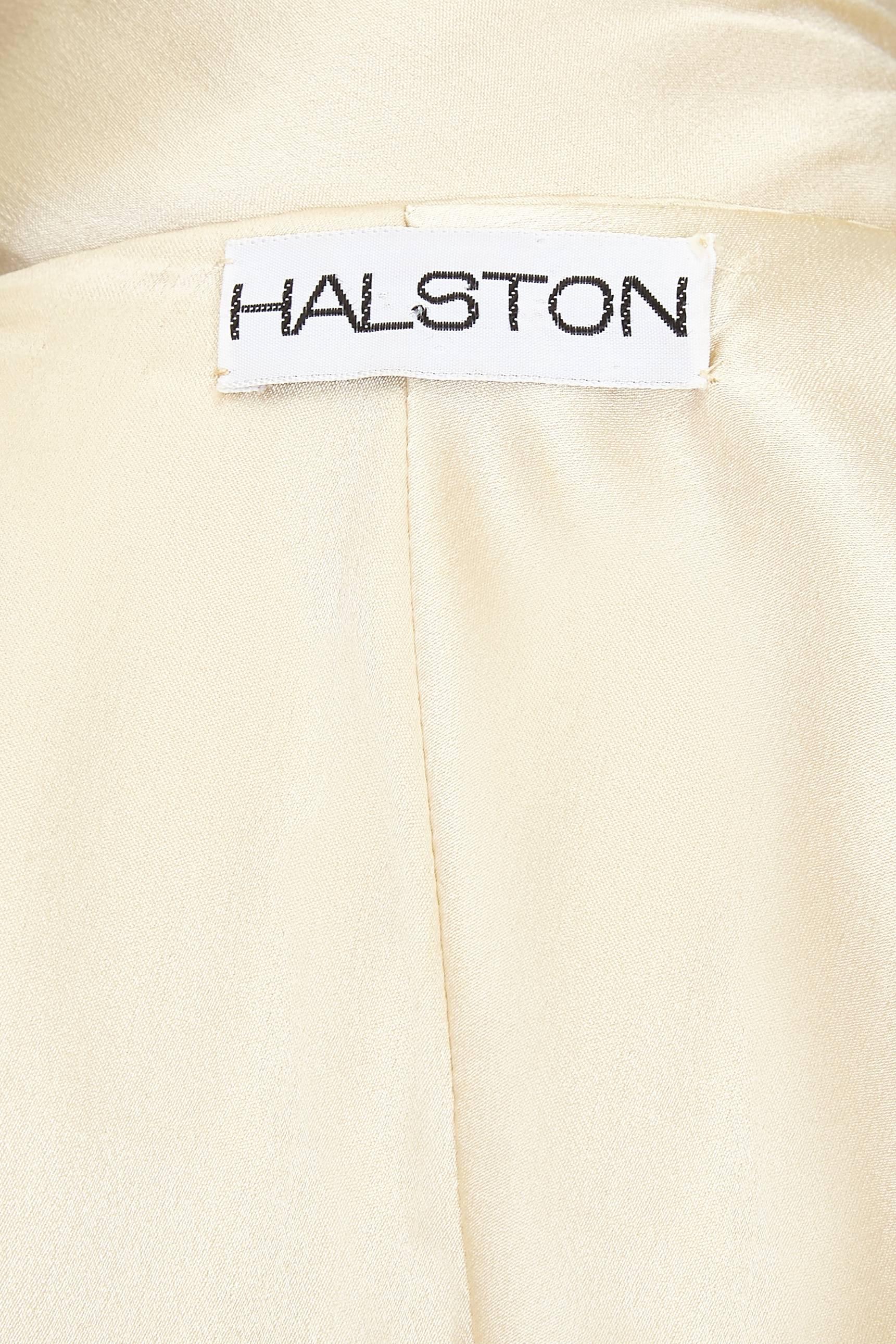White 1970s Cream Silk Halston Halterneck Dress