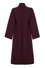 1970s YSL Yves Saint Laurent Burgundy Wool Russian Collection Coat