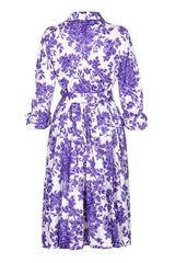 1960s Tudor Purple Rose Print Shirt Waister Dress