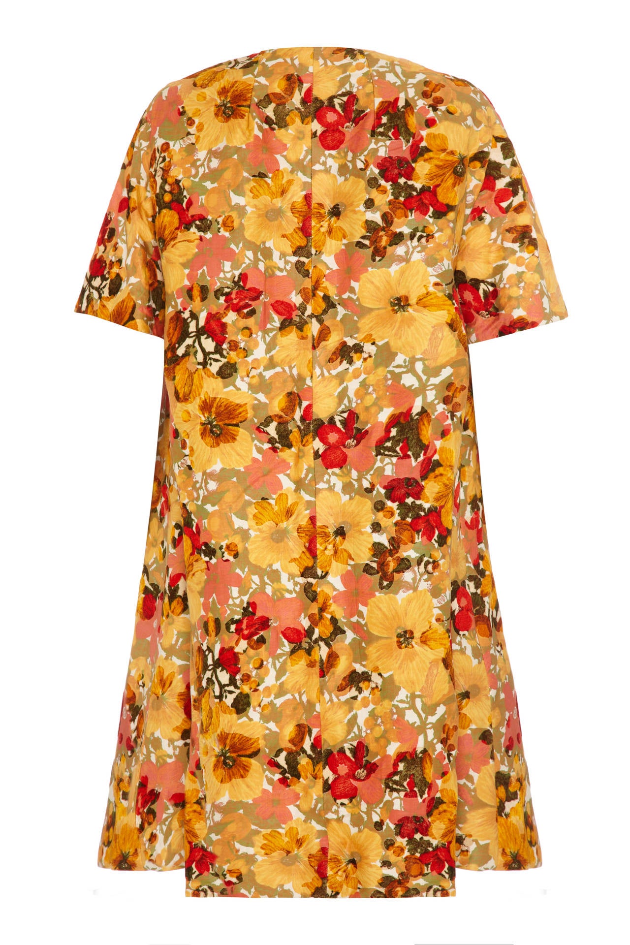 1960s Yellow Floral Flock Coat and Dress at 1stDibs