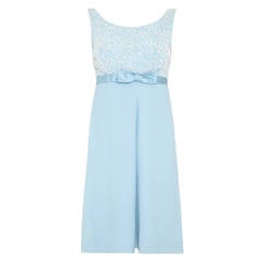 1960s Pale Blue Beaded Baby Doll Dress