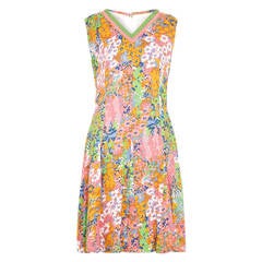 1960s Floral Linen Dress 12