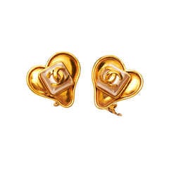 Cute 1990’s Chanel Pearl Heart Earrings