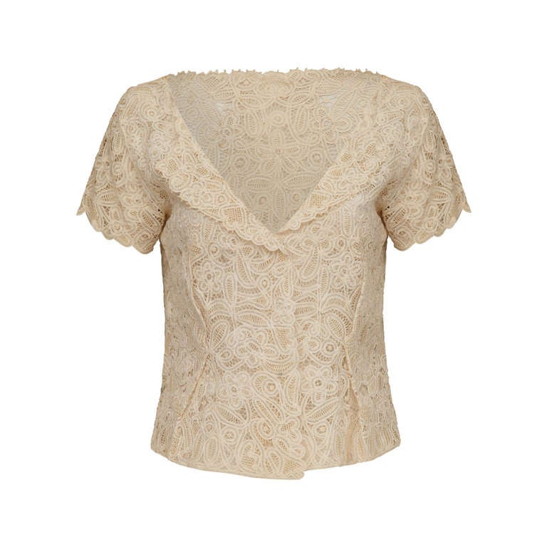 1940’s Cream Lace Blouse at 1stDibs