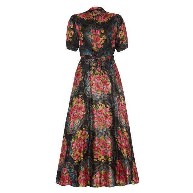 1930’s Colourful Lame Floral Dress at 1stDibs | clare coffey