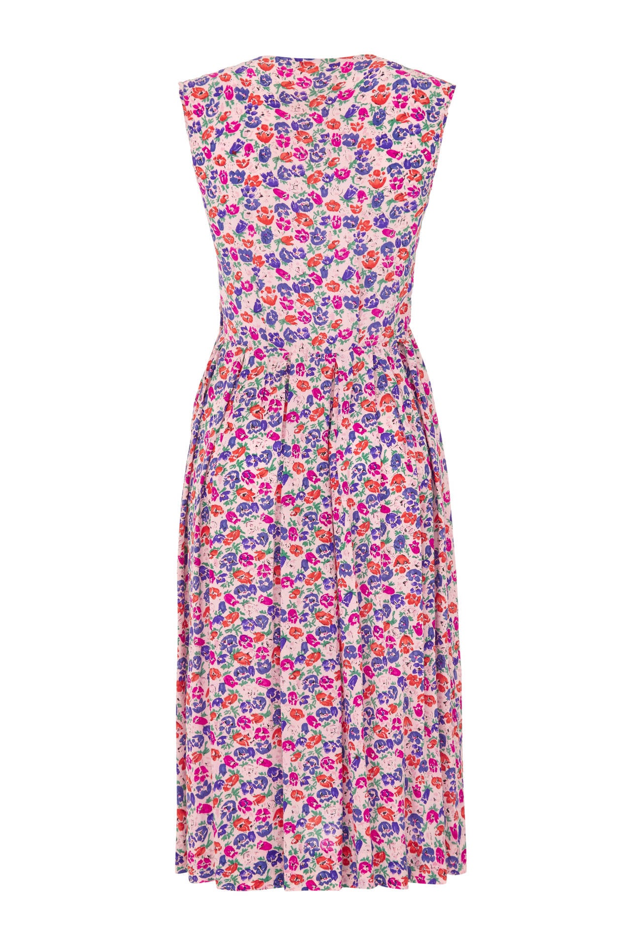 1930s Colourful Silk Floral Dress at 1stDibs