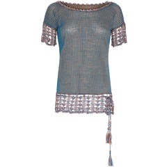 Antique 1920s Knitted Blue Check Top