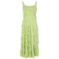 1990s John Galliano for Dior Lime Ruffle Dress