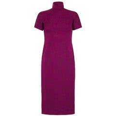 1950s Purple Oriental Silk Dress