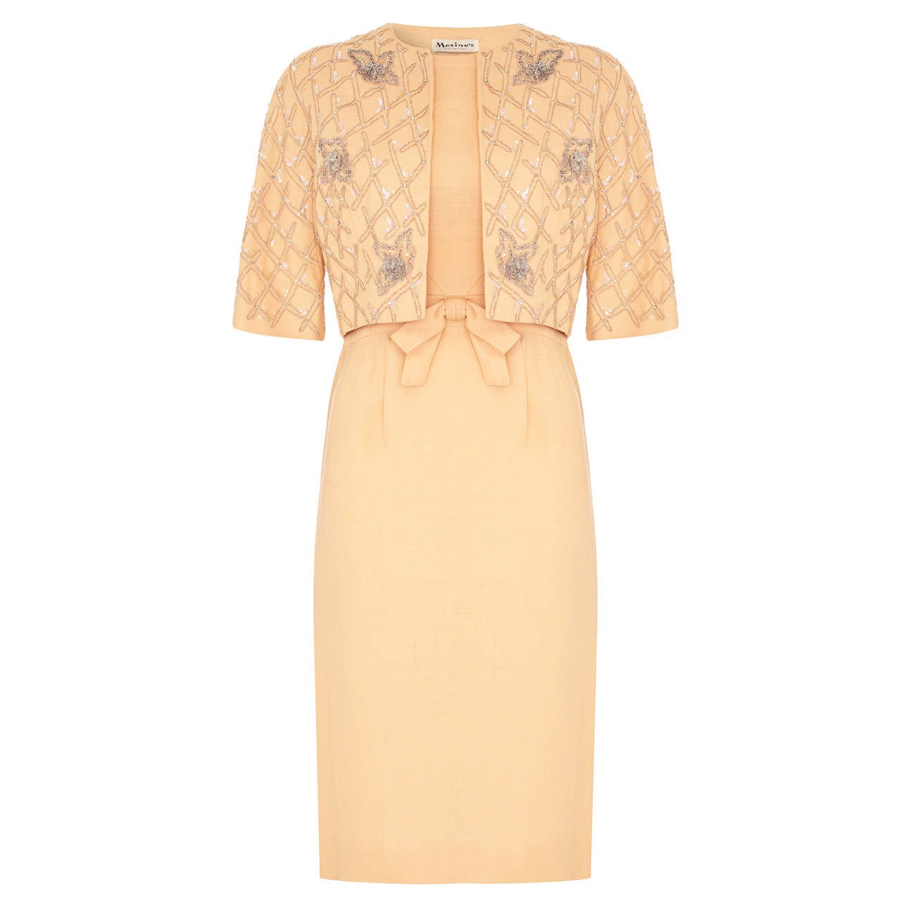 1950s Apricot Beaded Dress Suit at 1stDibs