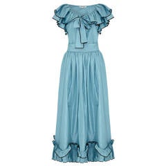 1970s YSL Blue Taffeta Skirt and Top Set 10