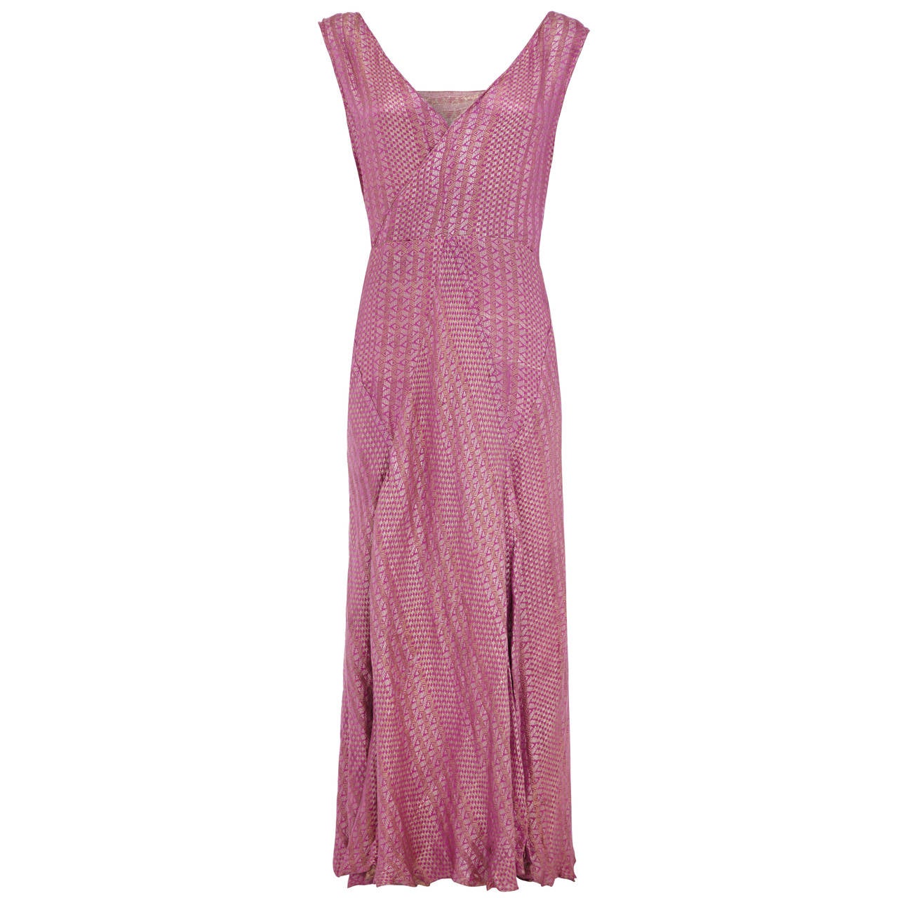 1920s Pink Lame Long Flapper Dress For Sale at 1stdibs