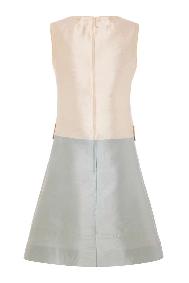 Women's 1960’s Louis Feraud Blue and Cream Silk Suit