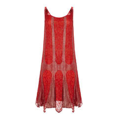 Antique 1920’s Red and Silver Lame Flapper Dress