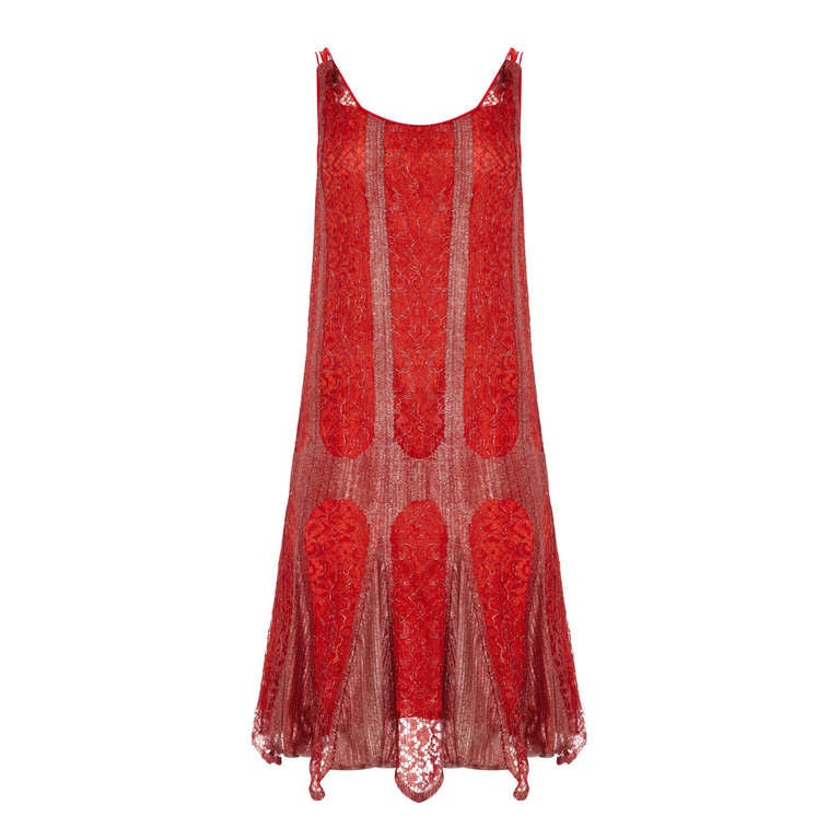 1920’s Red and Silver Lame Flapper Dress