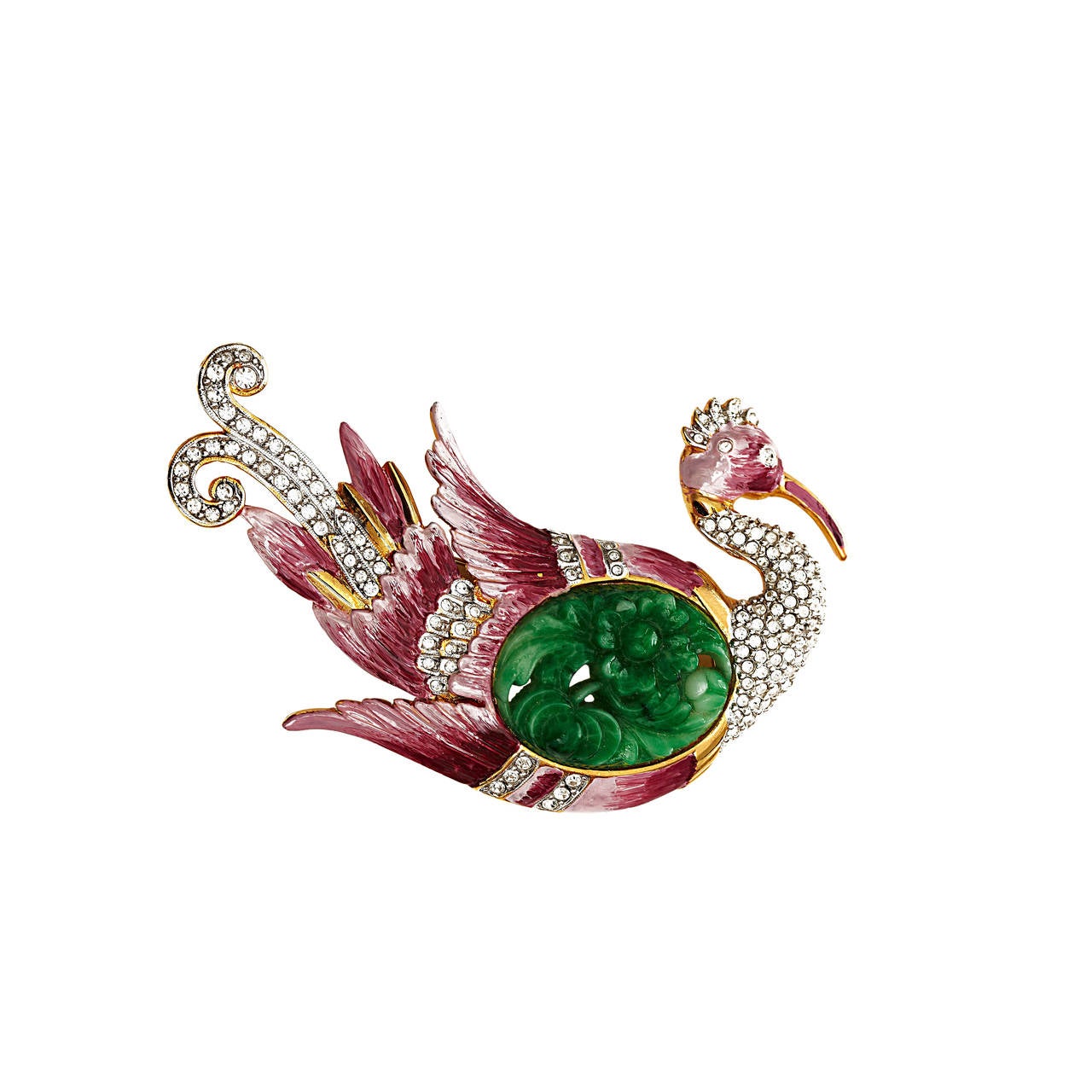 Reproduction Trifari Ming Swan Brooch