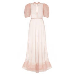 1930s Sheer Pink Organza Tea Gown with Slip 9