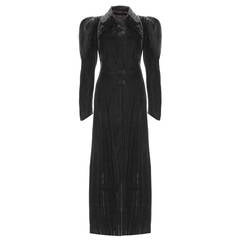 1930s Floor Length Art Deco Black Panne Silk Velvet Coat 8
