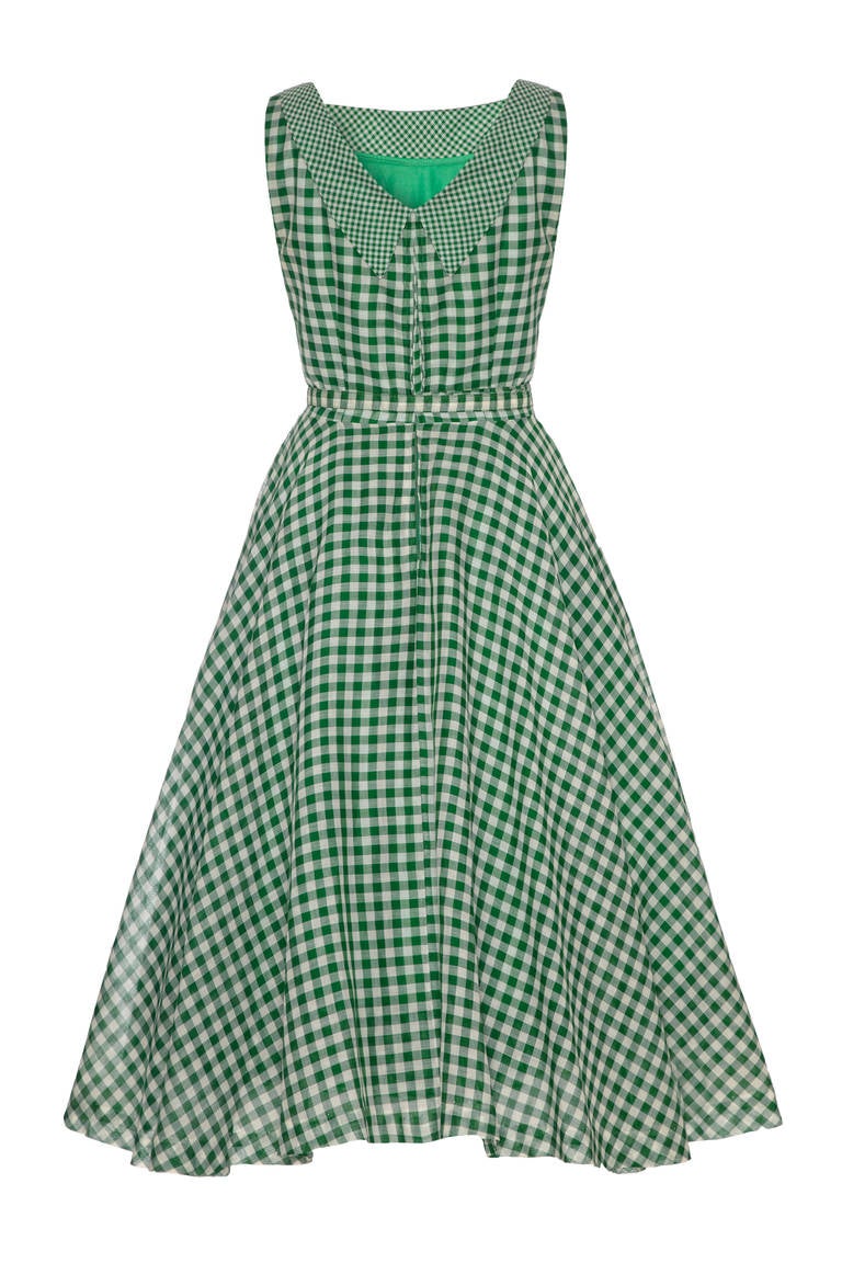 1950s Green Gingham Ribbon Dress at 1stDibs