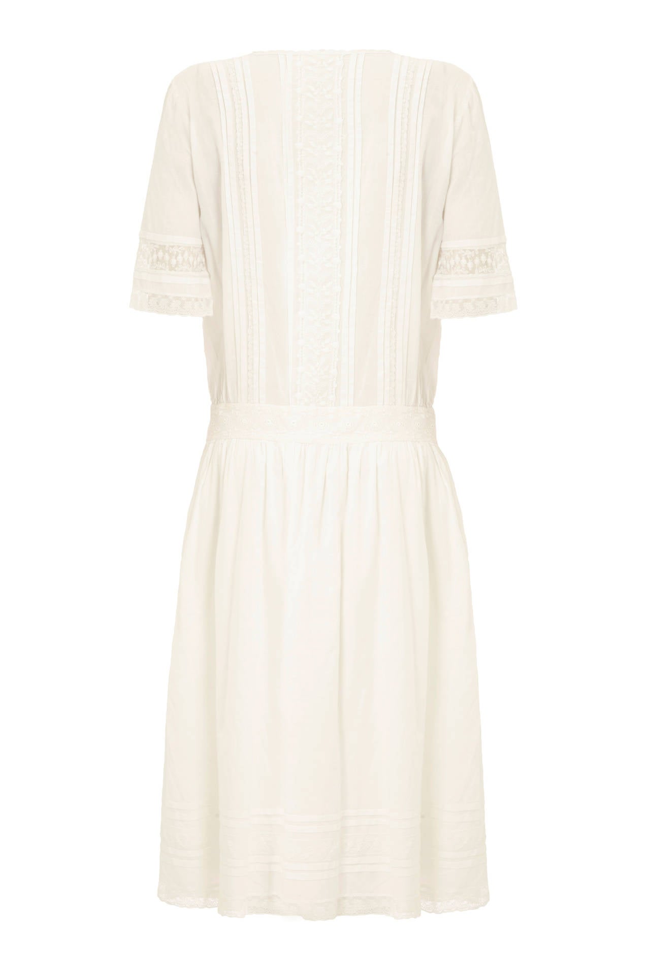 1920s White Cotton Dress at 1stdibs
