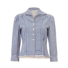 Vintage Early 20th Century Blue and White Stripe Shirt