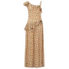 1940s Floral Cotton Full Length Dress 8