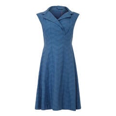 1960s Pauline Trigere Blue Shift Dress