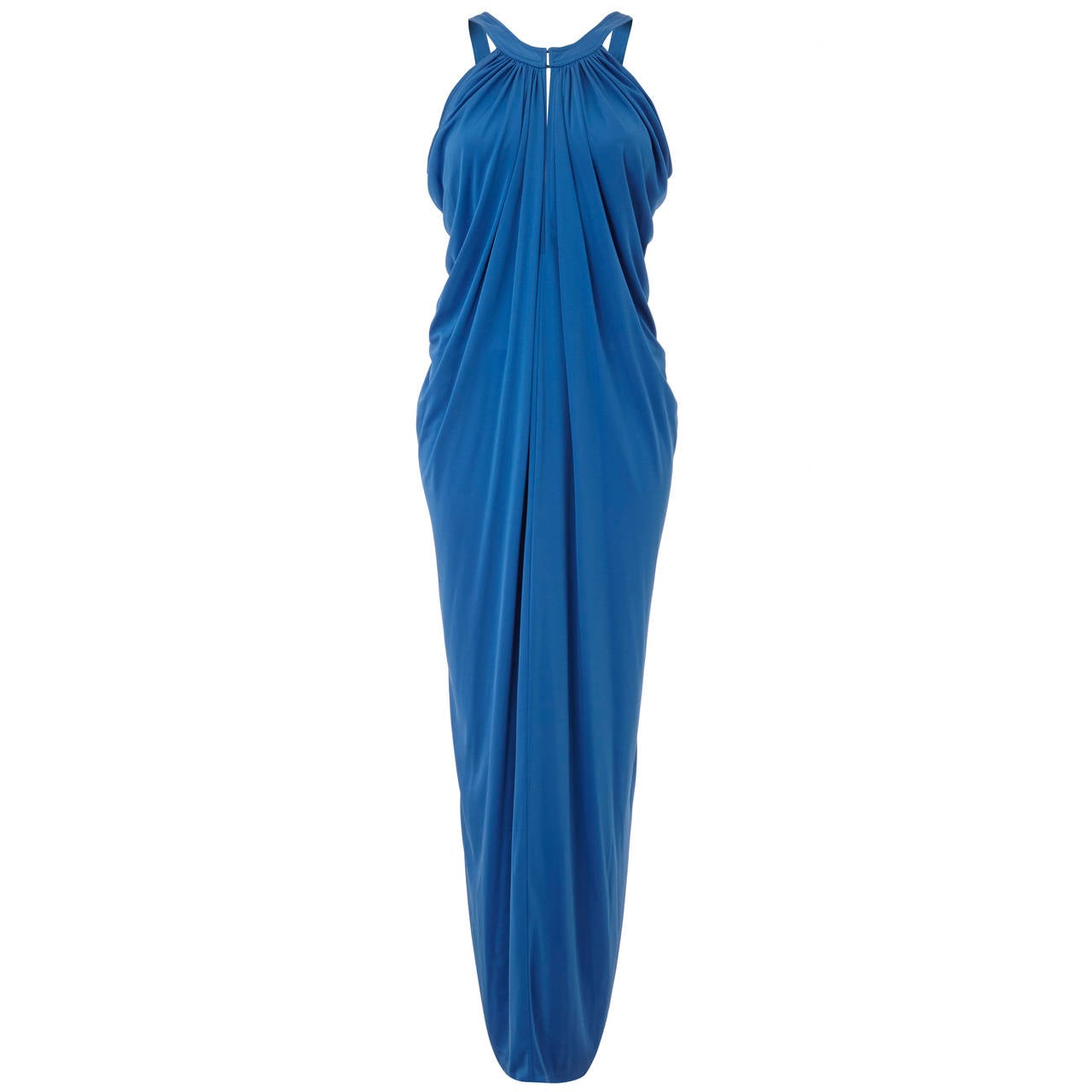 1970s Yuki for Rembrandt Blue Jersey Dress