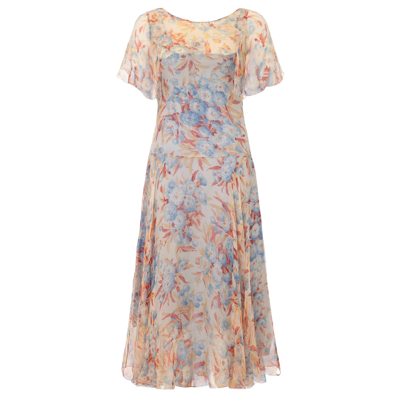 Shaffon Floral Dress with Sash