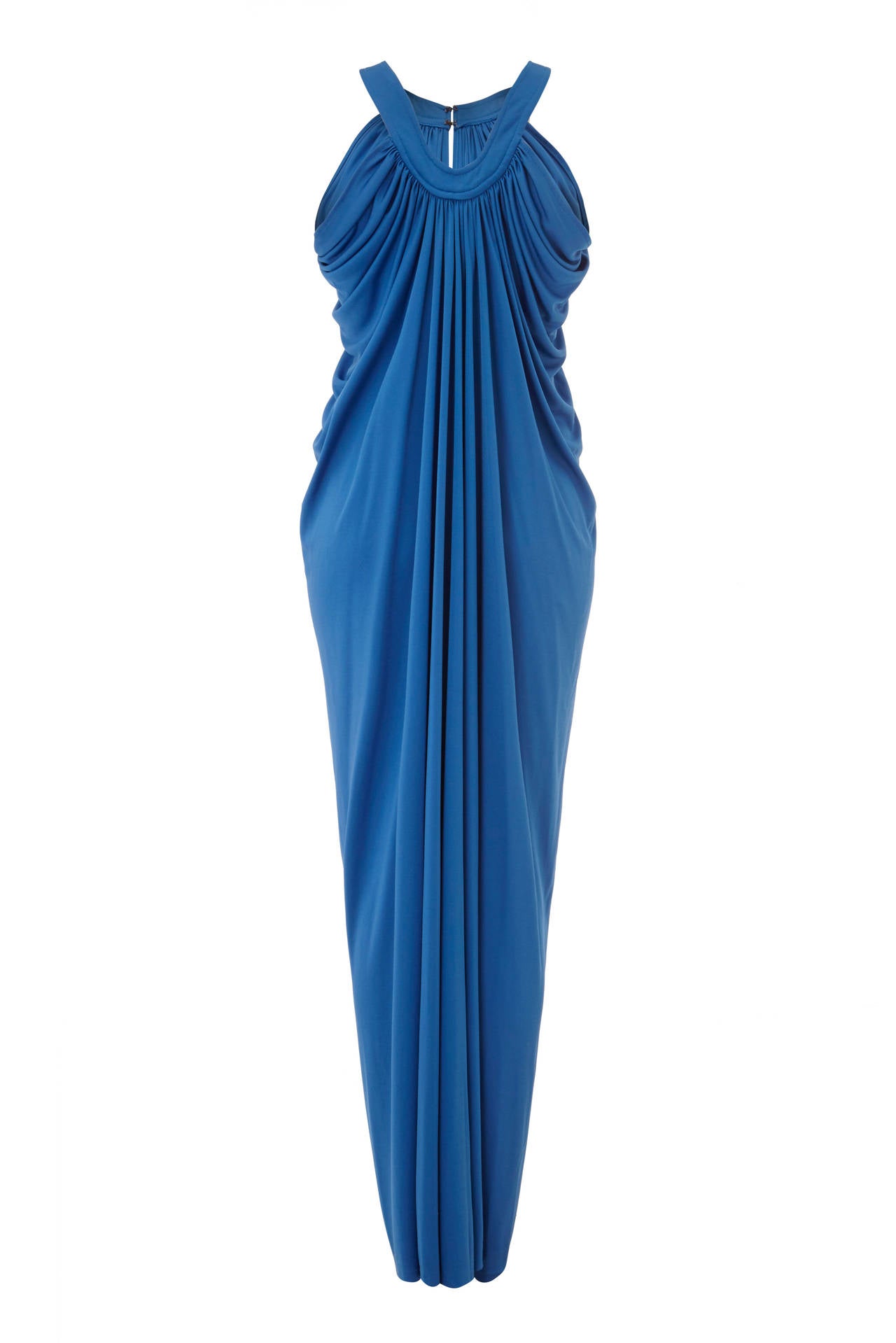 1970s Yuki for Rembrandt Blue Jersey Dress