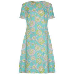 1960s Linen Floral Shift Dress