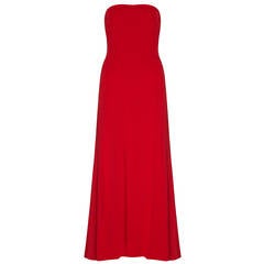 1990s Louis Feraud Red Strapless Dress