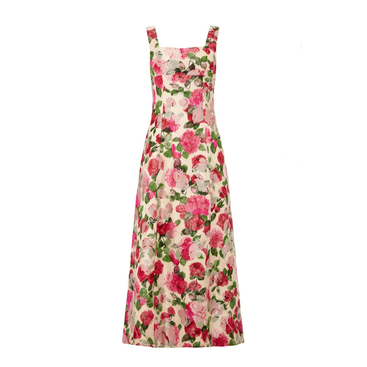 1950s Floral Jaquard Silk Custom Gown