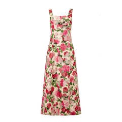 1950s Floral Jaquard Silk Custom Gown 12