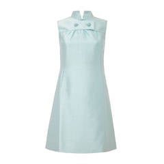 Vintage 1960s Peck and Peck Pale Blue Silk Mini Dress