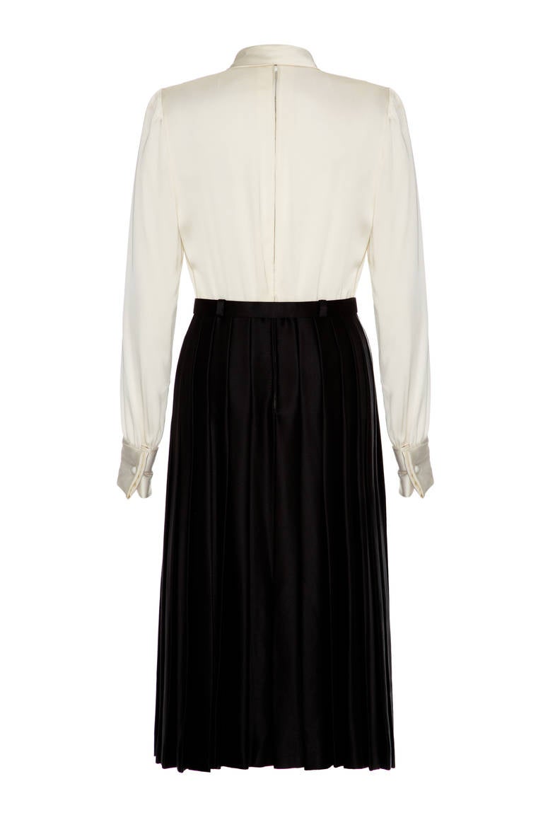 1970s Haute Couture Lanvin Monochrome Silk Dress