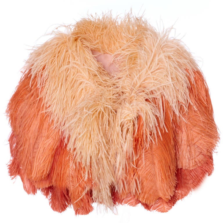 1950s Peach Ostrich Feather Boa