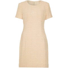 1960s Chanel Style Couture Fantasy Tweed Peach Dress