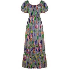 1930s French Couture Net Leaf Print Dress at 1stDibs