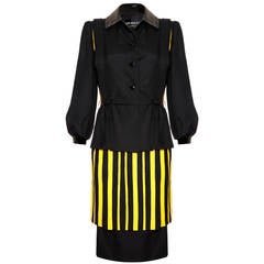 Vintage 1980s Haute Couture Pierre Balmain Linen "Wasp" Suit with PVC