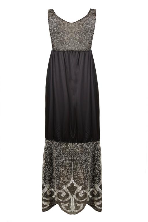 1920s Black Silk Beaded Dress For Sale at 1stdibs