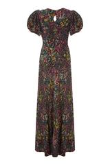 1930s Floral Lame Dress with Puff Sleeves