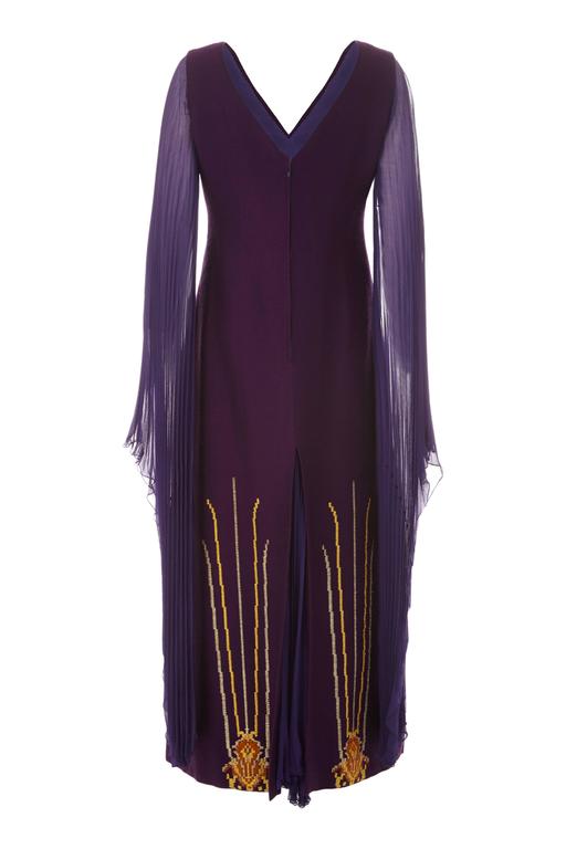 1970s Greek Couture Purple Dress For Sale at 1stdibs