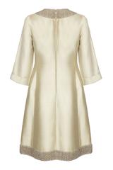 1960s Pale Green Silk Dress With Silver Beading