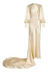 1930s Silk Satin Bias Cut Ivory Wedding Dress